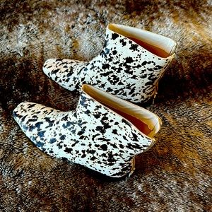 Barely worn Jcrew Cow Hide Fur Ankle Boots